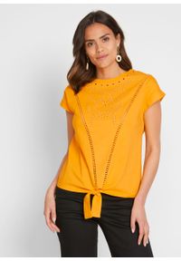 Shirt z przewiązaniem bonprix żółty szafranowy. Kolor: żółty #5