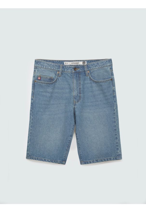 Big-Star - Szorty męskie jeansowe niebieskie Colter 310. Stan: podwyższony. Kolor: niebieski. Materiał: jeans. Długość: krótkie. Sezon: lato. Styl: wakacyjny, vintage, klasyczny