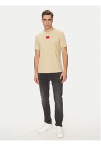 Hugo - HUGO T-Shirt Diragolino212 50447978 Beżowy Regular Fit. Kolor: beżowy. Materiał: bawełna #4