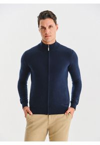 Pako Lorente - PAKO LORENTE – Granatowy rozpinany sweter z kieszeniami. Okazja: na co dzień. Kolor: niebieski. Materiał: wełna, poliamid, bawełna. Sezon: jesień. Styl: casual #8