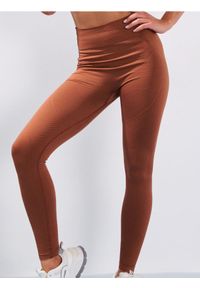 Sinsay - Legginsy sportowe z ozdobnymi przeszyciami - brązowy. Kolor: brązowy. Styl: sportowy