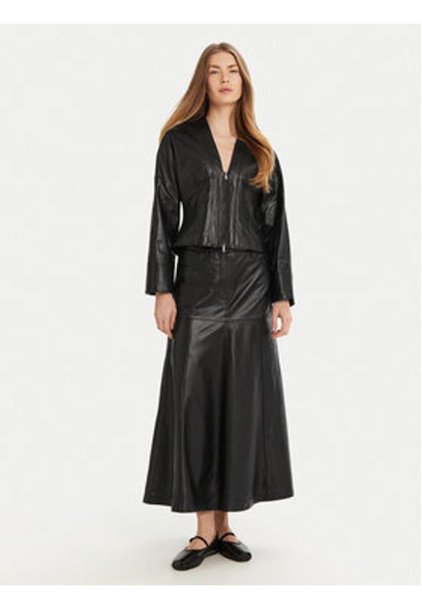 Marella Kurtka skórzana Daily 2513441041 Czarny Regular Fit. Kolor: czarny. Materiał: skóra
