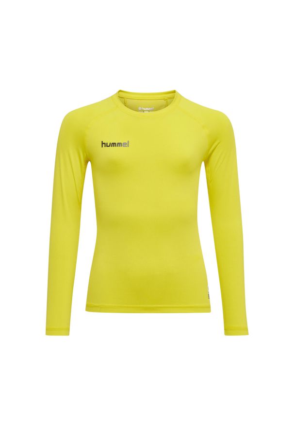 Dziecięcy dżersej z długim rękawem Hummel First Performance. Kolor: żółty. Materiał: jersey. Długość rękawa: długi rękaw. Długość: długie. Sport: piłka nożna
