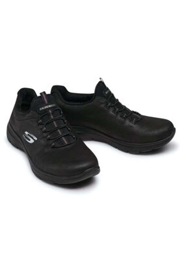 skechers - Skechers Sneakersy Itz Bazik 88888301/BBK Czarny. Kolor: czarny. Materiał: skóra