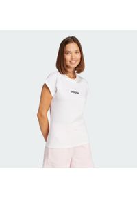 Adidas - Koszulka Essentials Linear Cotton. Kolor: biały, czarny, wielokolorowy. Materiał: bawełna. Sport: fitness
