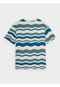 outhorn - T-shirt oversize z nadrukiem męski - oliwkowy. Okazja: na co dzień. Kolor: oliwkowy. Materiał: dzianina, bawełna. Wzór: nadruk. Styl: casual