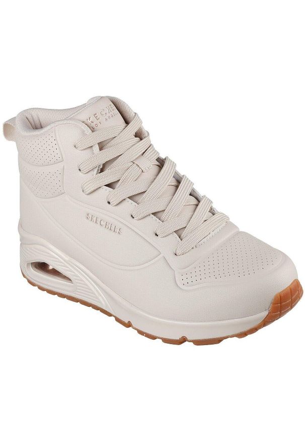 skechers - Buty do chodzenia damskie Skechers Stand High. Kolor: beżowy. Materiał: syntetyk, materiał. Szerokość cholewki: normalna. Sport: turystyka piesza