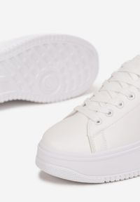 Renee - Biało-Srebrne Sneakersy na Platformie przed Kostkę Ocania. Wysokość cholewki: przed kostkę. Kolor: biały. Obcas: na platformie #4