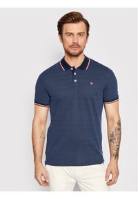 Jack&Jones PREMIUM Polo Bluwin 12169064 Granatowy Regular Fit. Typ kołnierza: polo. Kolor: niebieski. Materiał: syntetyk, bawełna