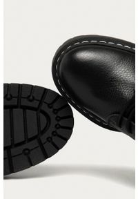 Steve Madden - Workery skórzane. Nosek buta: okrągły. Kolor: czarny. Materiał: skóra. Obcas: na platformie