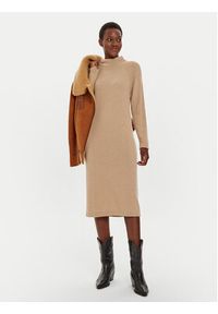 United Colors of Benetton - United Colors Of Benetton Sukienka dzianinowa 1235DV01T Beżowy Regular Fit. Kolor: beżowy. Materiał: syntetyk #5