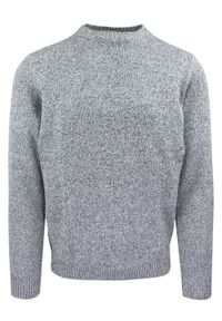 Bawełniany Sweter z Okrągłym Dekoltem - Adriano Guinari - Popielaty Melanż. Okazja: do pracy, na co dzień, na spotkanie biznesowe. Kolor: szary. Materiał: bawełna. Wzór: melanż. Styl: klasyczny, casual, elegancki, biznesowy