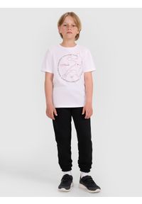 4f - 4F T-shirt regular z nadrukiem chłopięcy - biały 152 (11-12 lat). Okazja: na co dzień. Kolor: biały. Materiał: jersey, materiał, bawełna. Długość rękawa: krótki rękaw. Długość: krótkie. Wzór: nadruk. Sezon: lato. Styl: klasyczny, sportowy, casual