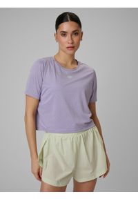 4f - 4F Crop top slim treningowy szybkoschnący damski - fioletowy S. Kolor: fioletowy. Sport: fitness #1