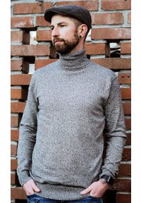 Golf Popielaty, Melanżowy, Elegancki, Klasyczny, Męski -Brave Soul- 100% BAWEŁNA. Typ kołnierza: golf. Kolor: szary. Materiał: bawełna. Wzór: melanż. Sezon: zima, jesień. Styl: klasyczny, elegancki #4