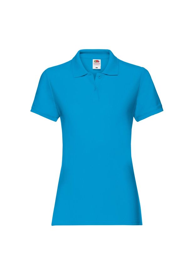FRUIT OF THE LOOM - Damska Koszulka Polo Premium. Typ kołnierza: polo. Kolor: niebieski