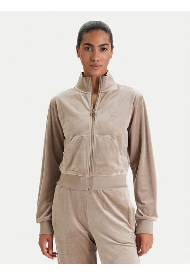 Guess Bluza V3BQ22 K0232 Beżowy Regular Fit. Kolor: beżowy. Materiał: syntetyk