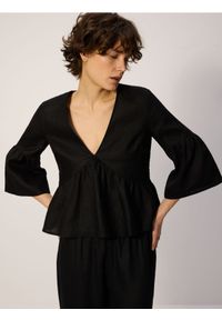 Reserved - Lniana bluzka - czarny. Kolor: czarny. Materiał: len