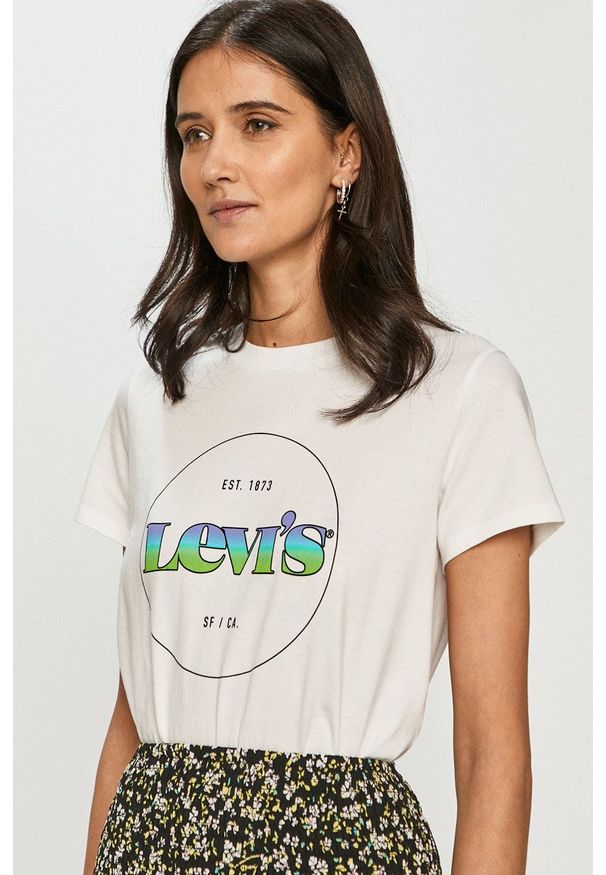 Levi's® - Levi's T-shirt. Okazja: na co dzień, na spotkanie biznesowe. Kolor: biały. Wzór: nadruk. Styl: biznesowy, casual