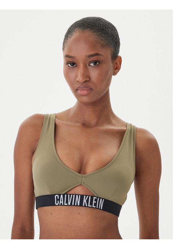Calvin Klein Swimwear Góra od bikini KW0KW02745 Zielony. Kolor: zielony. Materiał: syntetyk