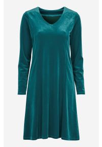 Cellbes - Sukienka z aksamitu. Typ kołnierza: dekolt w kształcie V. Kolor: morski. Materiał: jersey. Długość rękawa: długi rękaw. Styl: elegancki #2