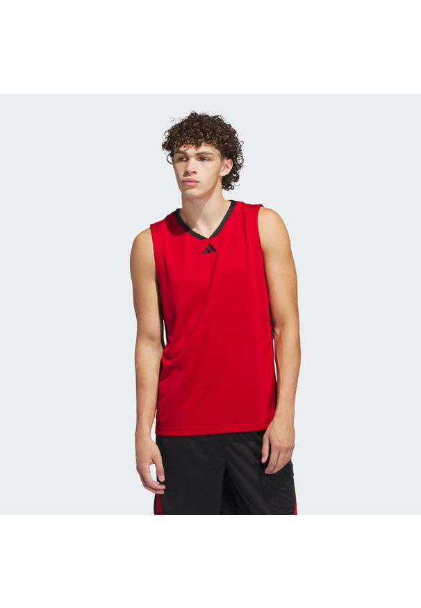 Adidas - Koszulka adidas Basketball Legends Tank. Kolor: czerwony, wielokolorowy, czarny. Materiał: materiał. Długość rękawa: bez rękawów. Sport: koszykówka