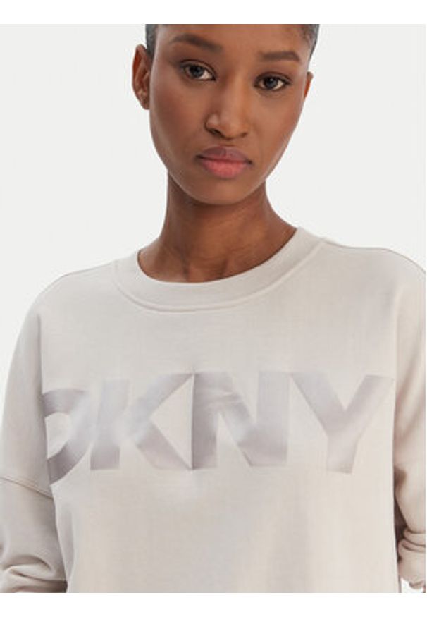 DKNY Sport Bluza DP6T1561 Beżowy Oversize. Kolor: beżowy. Materiał: bawełna. Styl: sportowy