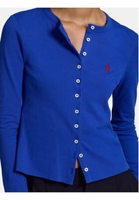 Polo Ralph Lauren Kardigan 211941175007 Niebieski Slim Fit. Typ kołnierza: polo. Kolor: niebieski. Materiał: bawełna