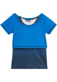 bonprix - Shirt dziewczęcy sportowy 2 w 1 + top sportowy (2 części). Kolor: niebieski. Styl: sportowy #1