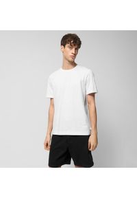 outhorn - T-shirt basic męski - biały. Kolor: biały. Materiał: dzianina, materiał, bawełna. Długość rękawa: krótki rękaw