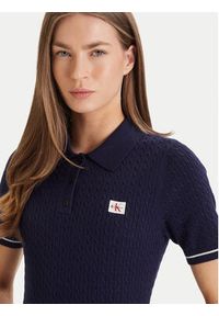 Calvin Klein Sukienka codzienna Microcable LV047F323G Granatowy Slim Fit. Okazja: na co dzień. Kolor: niebieski. Materiał: bawełna. Typ sukienki: proste. Styl: casual #2
