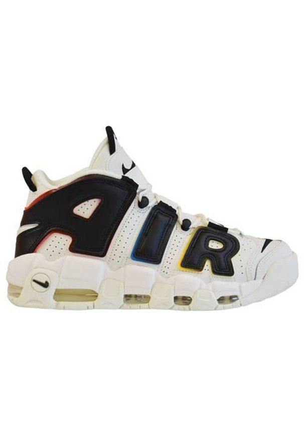 Buty do chodzenia męskie Nike Air More Uptempo 96. Zapięcie: sznurówki. Kolor: biały, wielokolorowy. Materiał: guma, syntetyk, materiał, skóra, tkanina. Szerokość cholewki: normalna. Sport: turystyka piesza