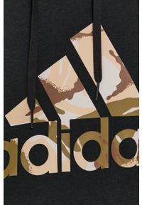 Adidas - adidas Bluza męska kolor czarny z kapturem z nadrukiem. Okazja: na co dzień. Typ kołnierza: kaptur. Kolor: czarny. Materiał: bawełna, poliester. Wzór: nadruk. Styl: casual #5