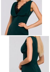 Sukienki.shop - Sukienka elegancka wieczorowa z lejącej tkaniny z koronką. Okazja: na imprezę, na randkę. Materiał: koronka, tkanina. Wzór: koronka. Styl: wizytowy, elegancki #3