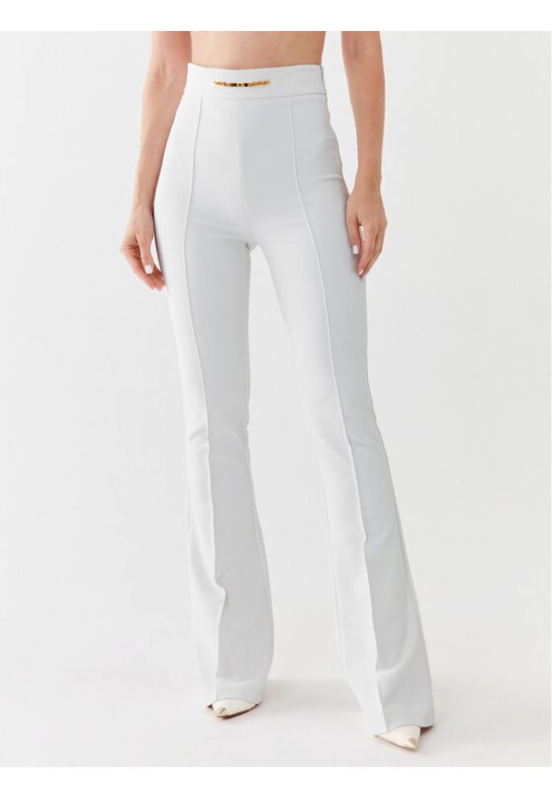 Elisabetta Franchi Spodnie materiałowe PA-009-36E2-V250 Biały Regular Fit. Kolor: biały. Materiał: materiał, syntetyk