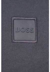 BOSS Orange - BOSS bluza bawełniana BOSS ORANGE męska kolor szary z kapturem gładka. Okazja: na co dzień. Typ kołnierza: kaptur. Kolor: szary. Materiał: bawełna. Wzór: gładki. Styl: casual #4