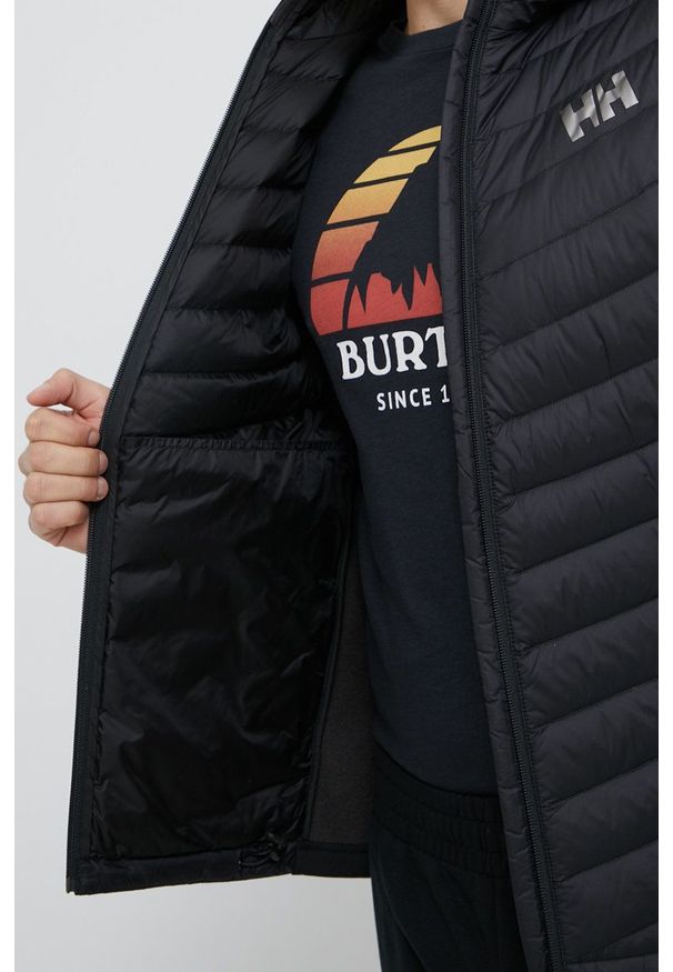 Helly Hansen Kurtka puchowa męska kolor czarny przejściowa. Typ kołnierza: kaptur. Kolor: czarny. Materiał: puch