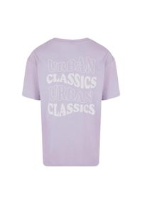 Urban Classics - Męska Koszulka Wavy Logo Heavyweight Oversized T-shirt. Kolor: czerwony, wielokolorowy, różowy