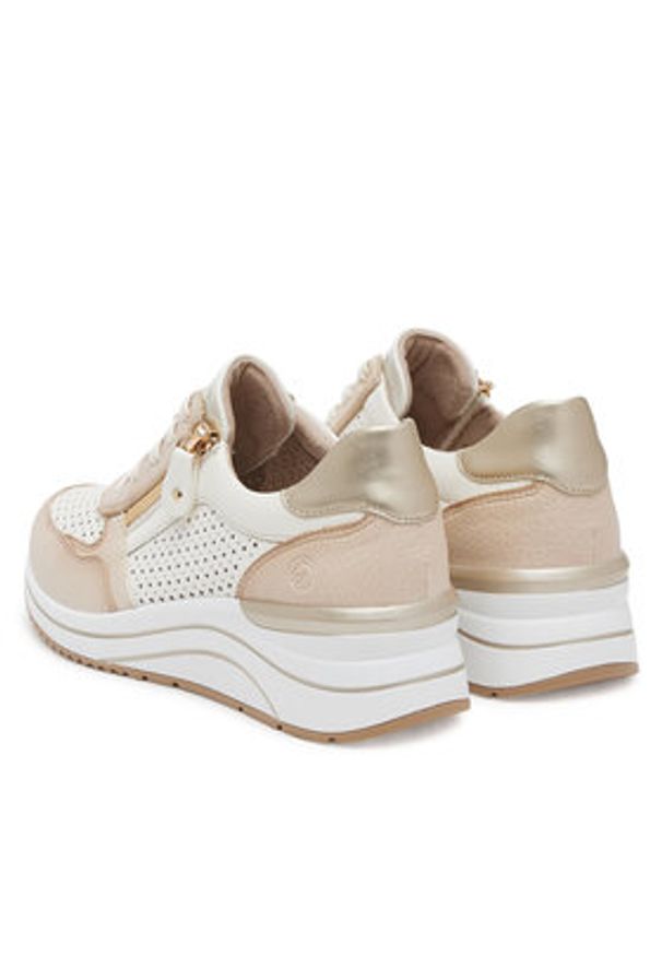 Remonte Sneakersy D0T14-81 Beżowy. Kolor: beżowy. Materiał: skóra, syntetyk