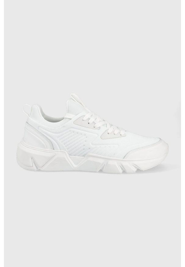 Calvin Klein sneakersy kolor biały. Nosek buta: okrągły. Zapięcie: sznurówki. Kolor: biały. Materiał: poliester, guma