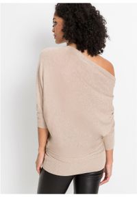 Sweter asymetryczny bonprix beżowy melanż. Kolor: beżowy. Materiał: materiał, akryl, wiskoza. Wzór: melanż #2