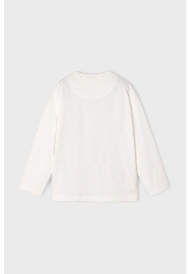 Mayoral longsleeve bawełniany dziecięcy kolor beżowy z nadrukiem. Kolor: beżowy. Materiał: bawełna. Długość rękawa: długi rękaw. Wzór: nadruk