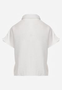 Renee - Biała Wiskozowa Koszula z Krótkim Rękawem Zdobiona Koronkowymi Wstawkami Phiniche. Okazja: na imprezę. Kolor: biały. Materiał: wiskoza, koronka. Długość rękawa: krótki rękaw. Długość: krótkie. Wzór: aplikacja. Sezon: lato. Styl: elegancki #2