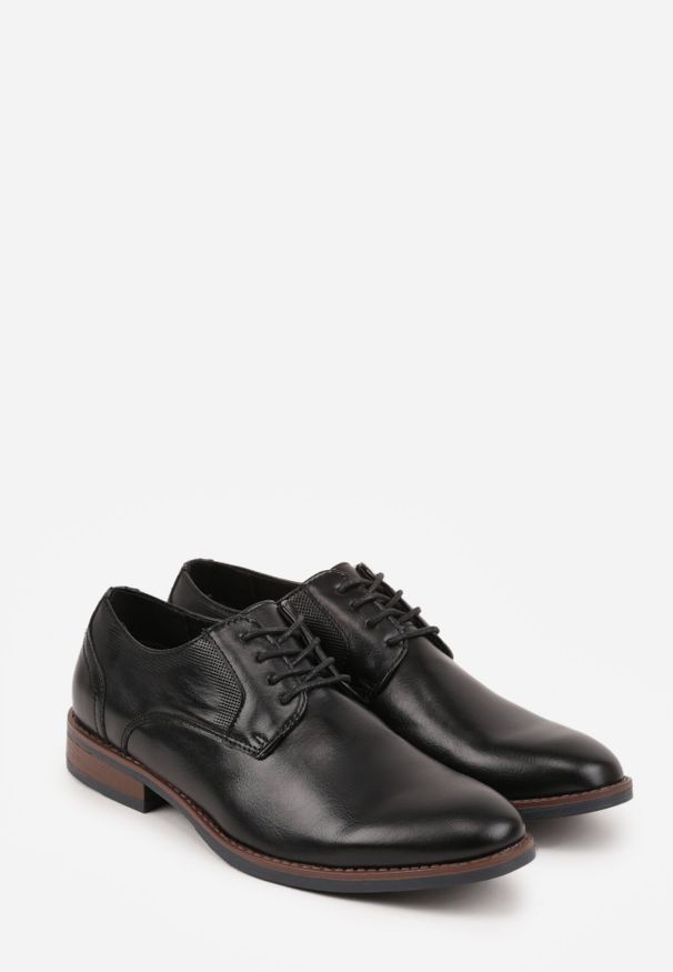 Born2be - Czarne Eleganckie Półbuty ze Skórzaną Wkładką i Ozdobnymi Przeszyciami Iphaera. Okazja: na spotkanie biznesowe, do pracy. Kolor: czarny. Materiał: skóra. Styl: elegancki