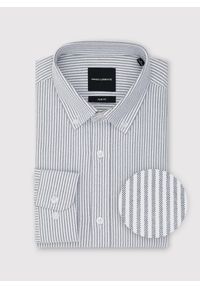 Pako Lorente - PAKO LORENTE – Koszula męska w szary prążek. Typ kołnierza: button down. Kolor: szary. Materiał: bawełna. Długość rękawa: długi rękaw. Długość: długie. Wzór: prążki #3
