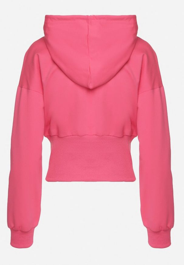Born2be - Fuksjowa Bluza z Szerokim Ściągaczem w Talii i Kapturem Zapinana na Suwak Itravea. Kolor: różowy. Sezon: wiosna