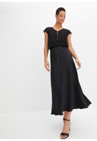 bonprix - Shirt z koronkową wstawką. Okazja: na spotkanie biznesowe, do pracy. Typ kołnierza: dekolt w serek. Kolor: czarny. Materiał: koronka. Sezon: lato. Styl: biznesowy #2