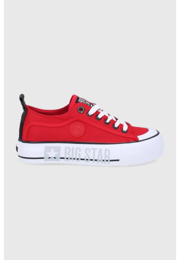 Big-Star - Big Star Tenisówki damskie kolor czerwony. Nosek buta: okrągły. Zapięcie: sznurówki. Kolor: czerwony. Materiał: guma