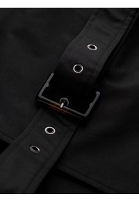 Ombre Clothing - Elegancki płaszcz męski trencz SLIM FIT z paskiem - czarny V2 OM-COSC-0111 - XXL. Kolor: czarny. Materiał: materiał, tkanina, poliester. Wzór: gładki. Styl: elegancki #8