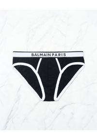Balmain - BALMAIN - Bawełniane slipy z logo. Kolor: czarny. Materiał: bawełna. Wzór: aplikacja